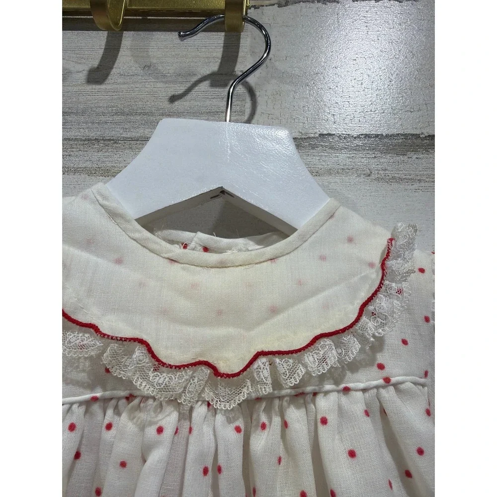 Vintage Bundle Peaches and Cream Western Shirt Dress Girls 12M Red White *Flawed